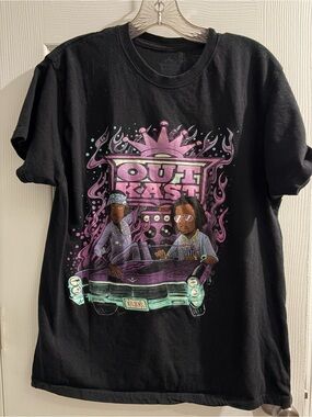 OutKast Graphic Short Sleeve Tee - Black with Purple & Teal Design